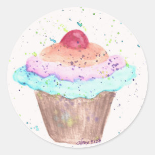 Cupcake Birthday Classic Round Sticker
