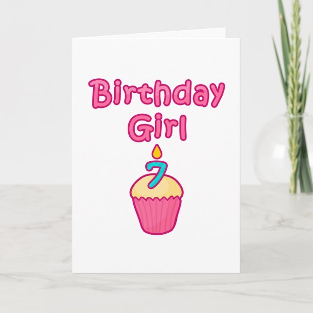 Cupcake Birthday Girl 7 Card (Front)