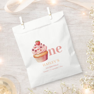 Cupcake Birthday Invitation, Girls 1st Birthday Favour Bag