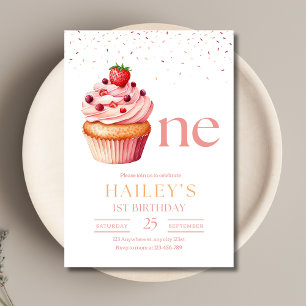 Cupcake Birthday Invitation, Girls 1st Birthday Invitation