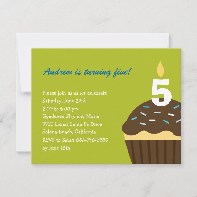 Cupcake Birthday Invitation - Lime (Front)