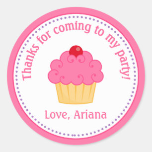 Cupcake Birthday Party Favour Tag Sticker