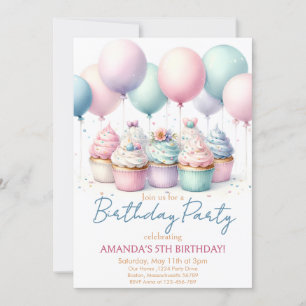 Cupcake birthday Party invitation