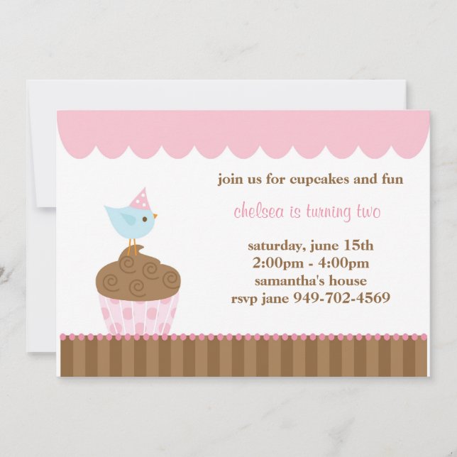 Cupcake Birthday Party Invitation (Front)