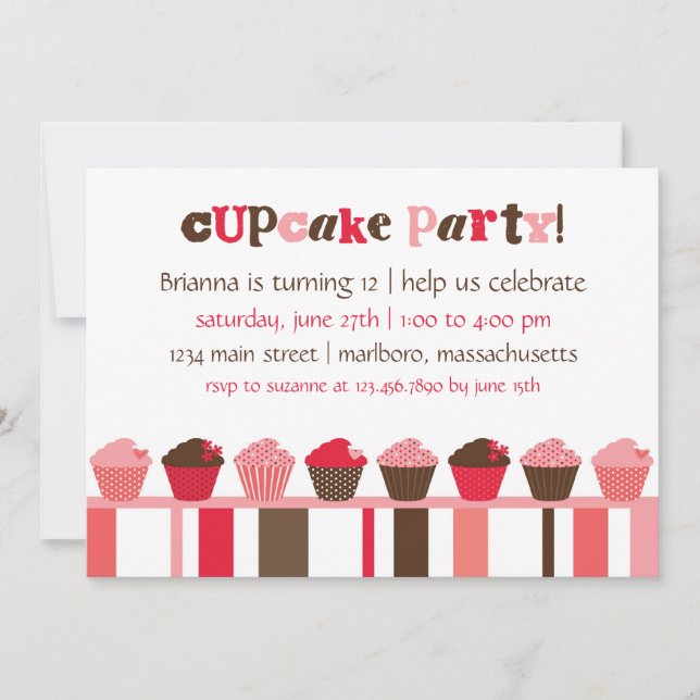 Cupcake Birthday Party Invitation (Front)