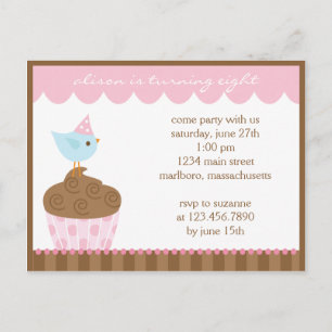 Cupcake Birthday Party Invitation Postcard