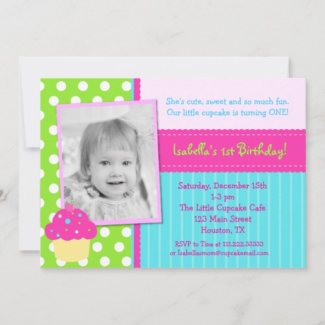 Cupcake Birthday Party Invitations (Front)
