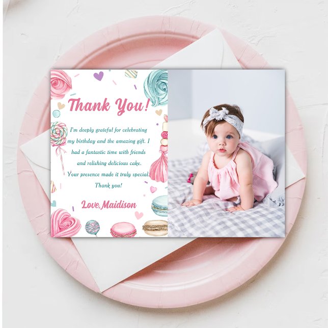 Cupcake Birthday Party So Sweet Candy  Thank You Card (Creator Uploaded)