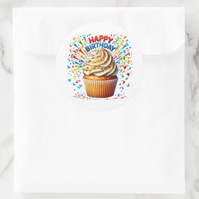 Cupcake Birthday Stickers (Bag)