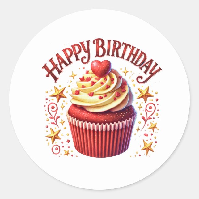 Cupcake Birthday Stickers (Front)