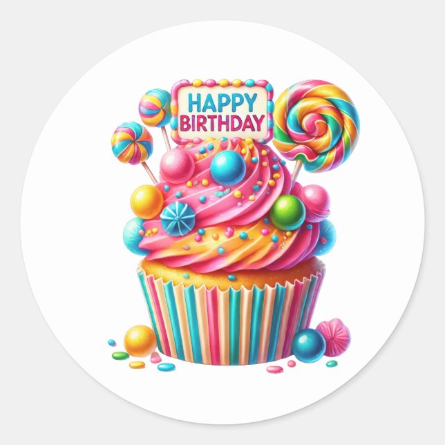 Cupcake Birthday Stickers (Front)