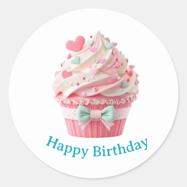 Cupcake Birthday Stickers (Front)