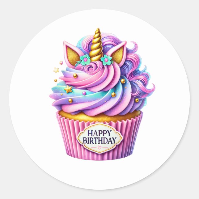 Cupcake Birthday Stickers (Front)