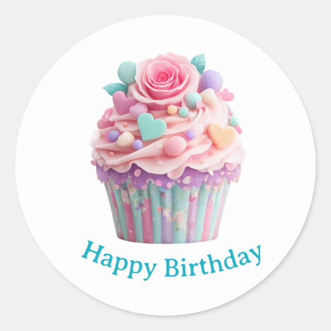 Cupcake Birthday Stickers (Front)
