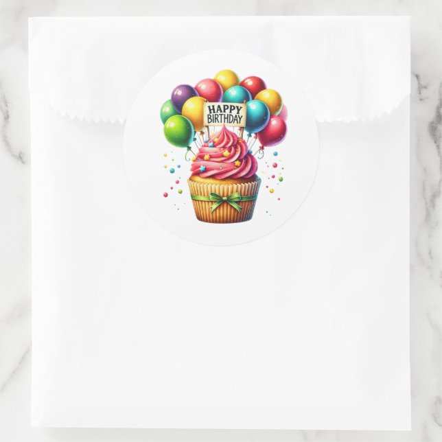 Cupcake Birthday Stickers (Bag)