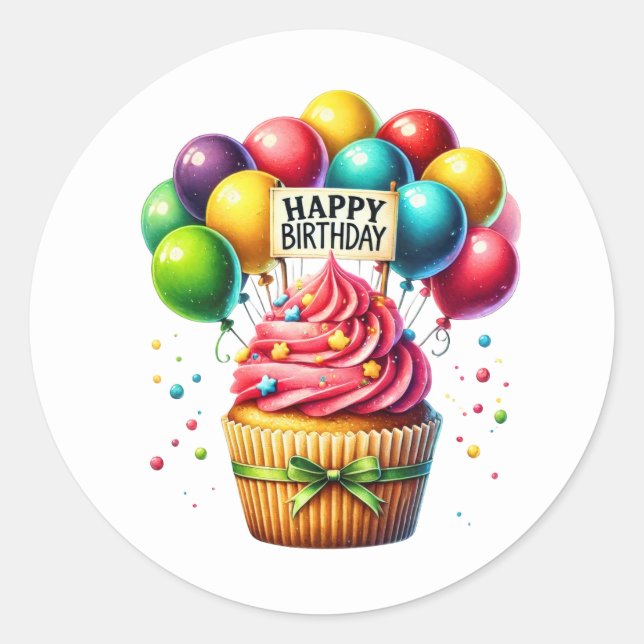 Cupcake Birthday Stickers (Front)