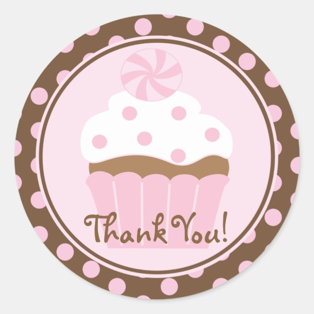 Cupcake Birthday Thank You Sticker (Front)