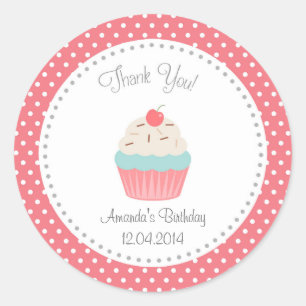Cupcake Birthday Thank You Sticker