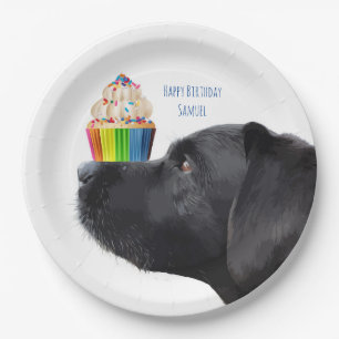 Cupcake - Black Lab Paper Plate