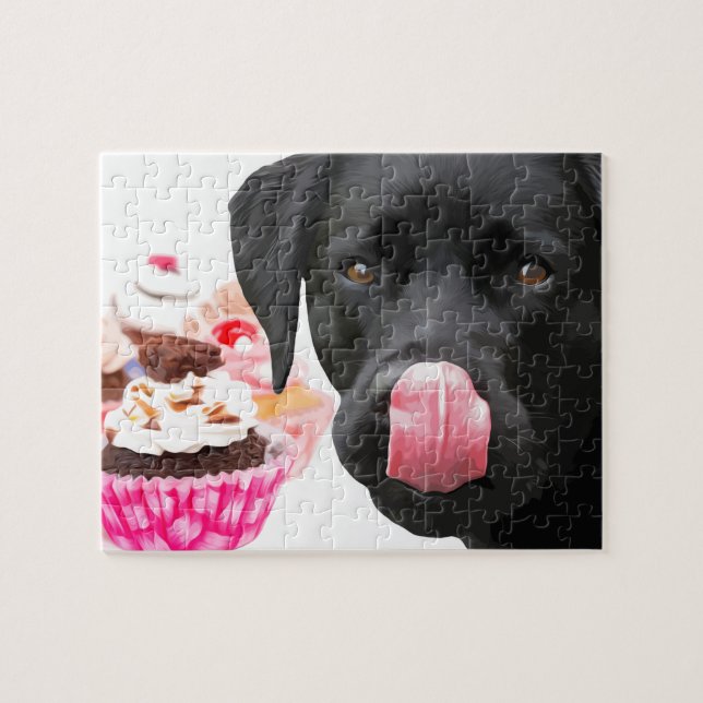 Cupcake & Black Labrador Jigsaw Puzzle (Horizontal)