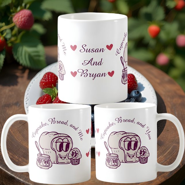 Cupcake, Bread, Me & You Mug Personalise name (Creator Uploaded)