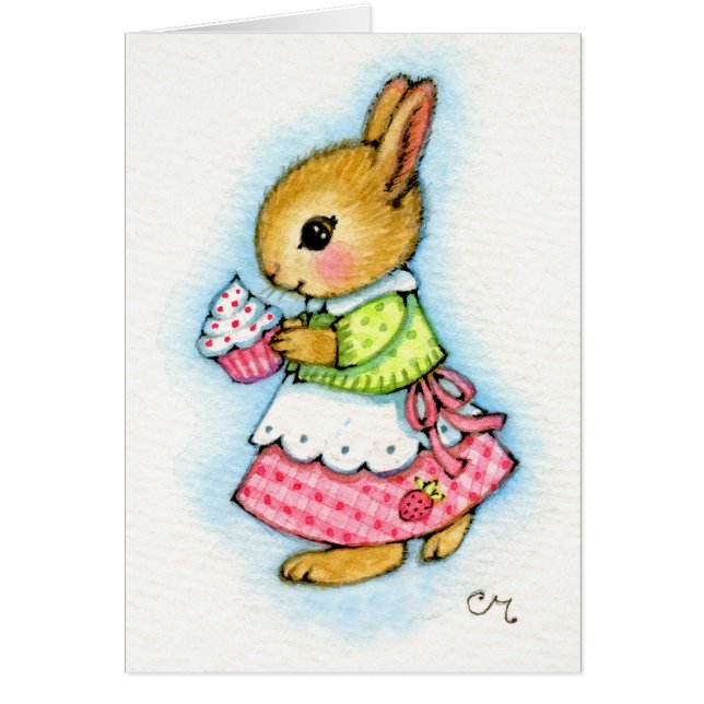 Cupcake Bunny - Cute Rabbit Card (Front)