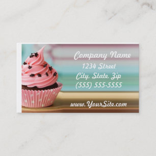 Cupcake Business Card Pink Swirl