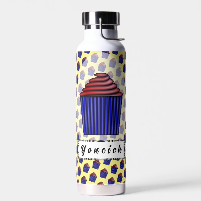 Cupcake by Kenneth Yoncich Water Bottle (Left)