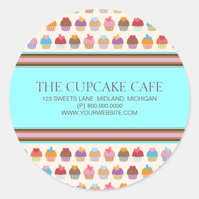 Cupcake Cafe | Bakery Business Stickers (Front)