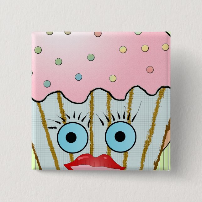 Cupcake Cake Birthday Pattern Face Eye Cute Eight 15 Cm Square Badge (Front)