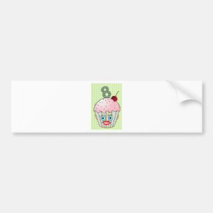 Cupcake Cake Birthday Pattern Face Eye Cute Eight Bumper Sticker