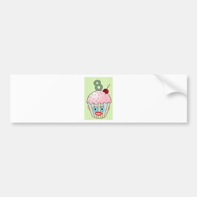 Cupcake Cake Birthday Pattern Face Eye Cute Eight Bumper Sticker (Front)