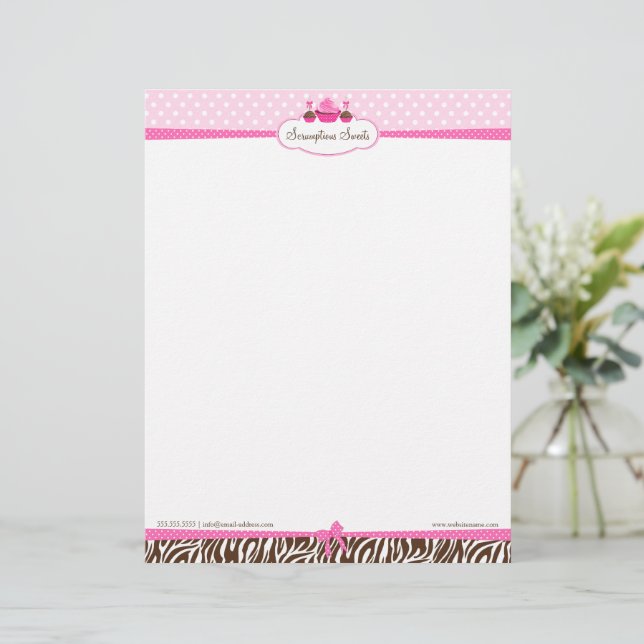 Cupcake Cake Pops Bakery Custom Letterhead (Standing Front)