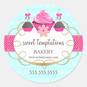 Cupcake Cake Pops Cookie Bakery Packaging Classic Round Sticker