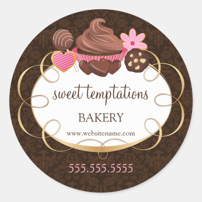 Cupcake Cake Pops Cookie Bakery Packaging Classic Round Sticker (Front)