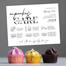 Cupcake Care Card Minimalist Bakery Thank You Card