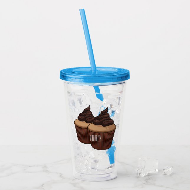 Cupcake cartoon illustration acrylic tumbler (Front Ice)