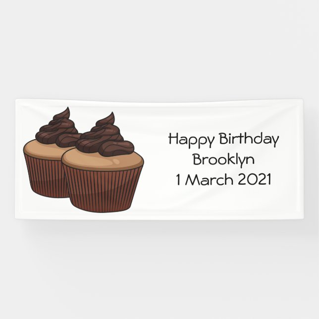 Cupcake cartoon illustration banner (Horizontal)