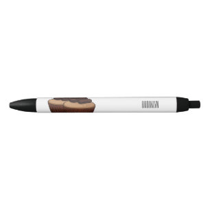 Cupcake cartoon illustration black ink pen