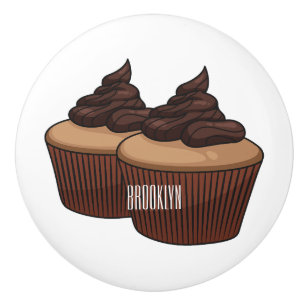 Cupcake cartoon illustration ceramic knob