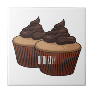 Cupcake cartoon illustration  ceramic tile