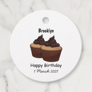 Cupcake cartoon illustration favour tags