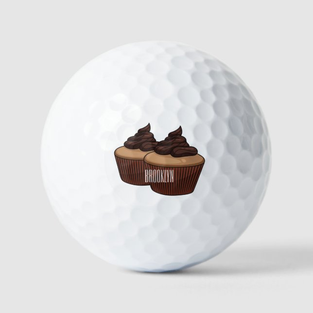 Cupcake cartoon illustration golf balls (Front)