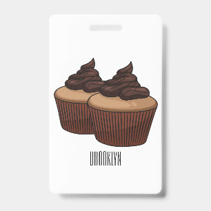Cupcake cartoon illustration ID badge