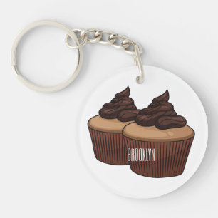 Cupcake cartoon illustration key ring