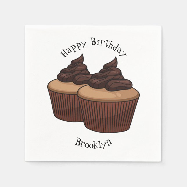 Cupcake cartoon illustration  napkin (Front)