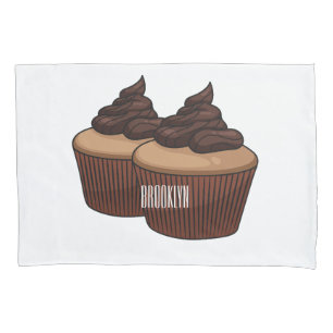 Cupcake cartoon illustration pillowcase