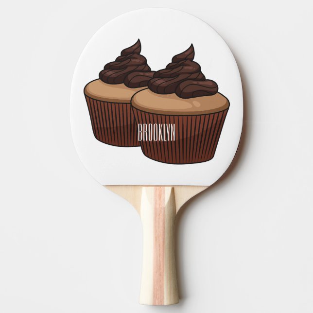 Cupcake cartoon illustration ping pong paddle (Front)