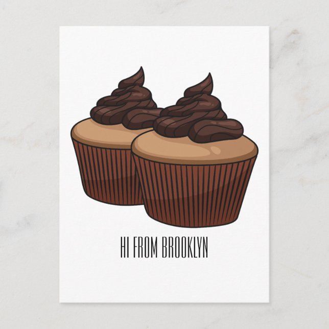 Cupcake cartoon illustration postcard (Front)