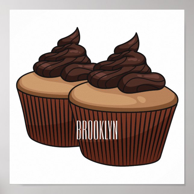 Cupcake cartoon illustration   poster (Front)